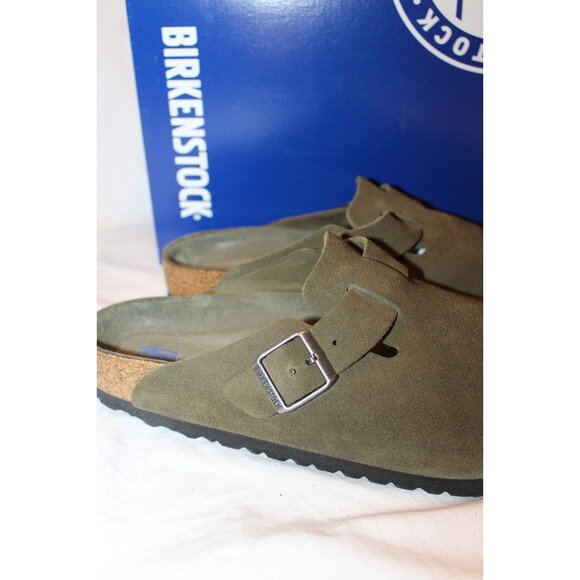 Birkenstock Men\'s Boston Suede Mule Clog Suede Sandals EU 42 US 9 Thyme Green